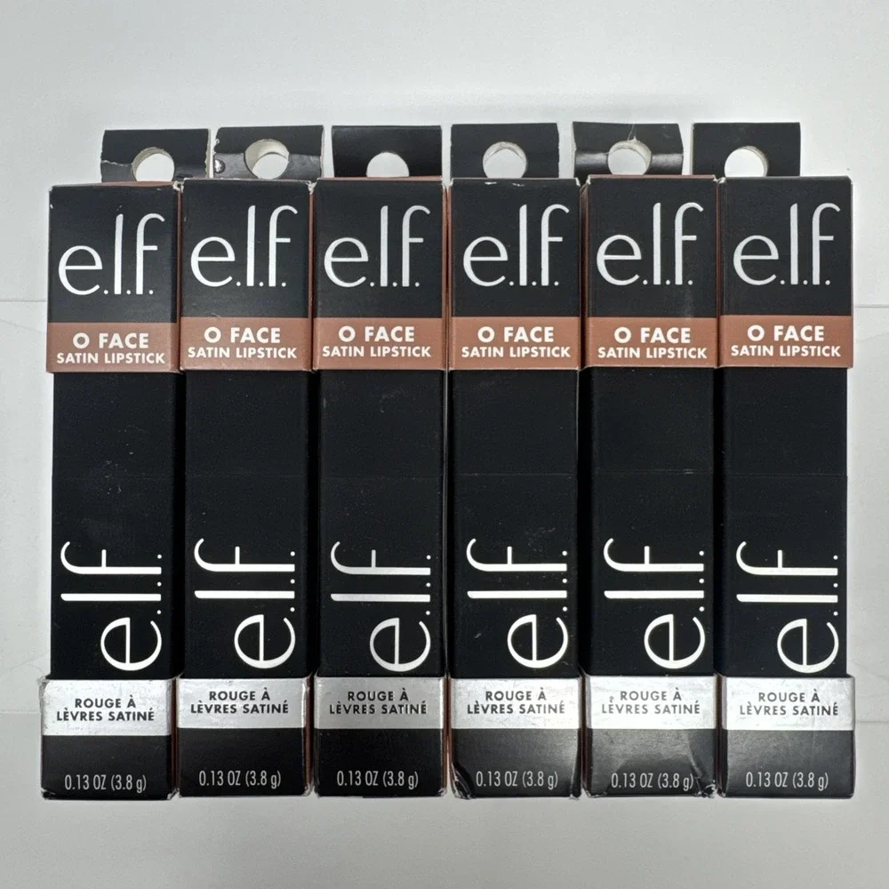 6X e.l.f.  O Face Satin Lipstick NO DOUBT 0.13 oz Black Case 0.13 oz Sealed Elf